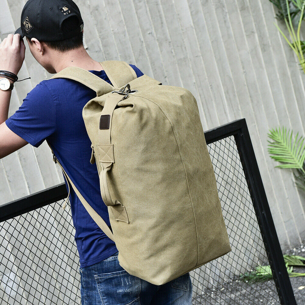 Men'S Outdoor Sports Bag Rucksack Canvas Backpacks School Bag Hiking Travel Back