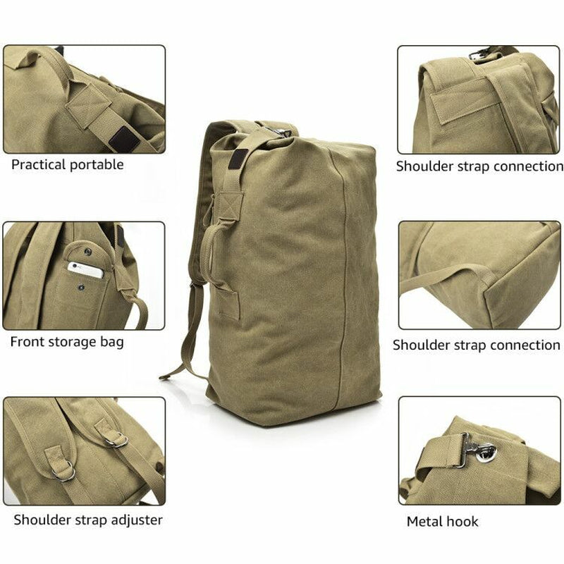Men'S Outdoor Sports Bag Rucksack Canvas Backpacks School Bag Hiking Travel Back