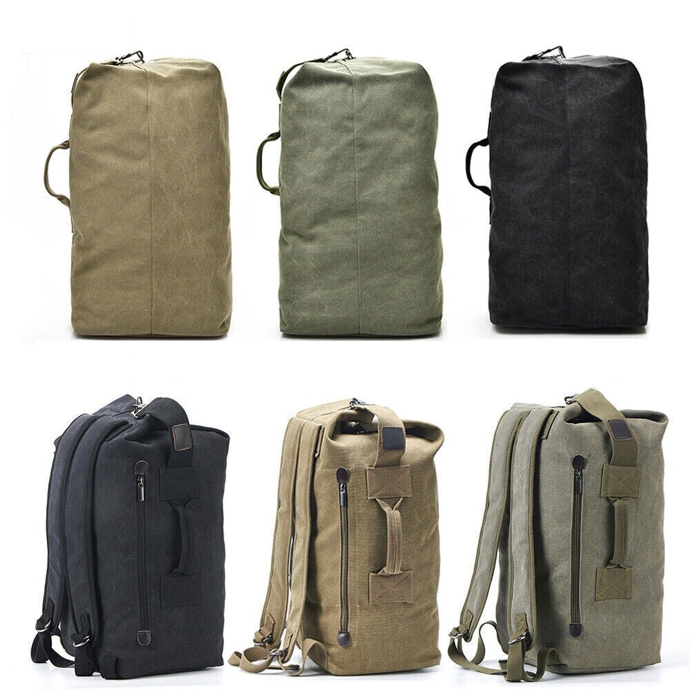 Men'S Outdoor Sports Bag Rucksack Canvas Backpacks School Bag Hiking Travel Back