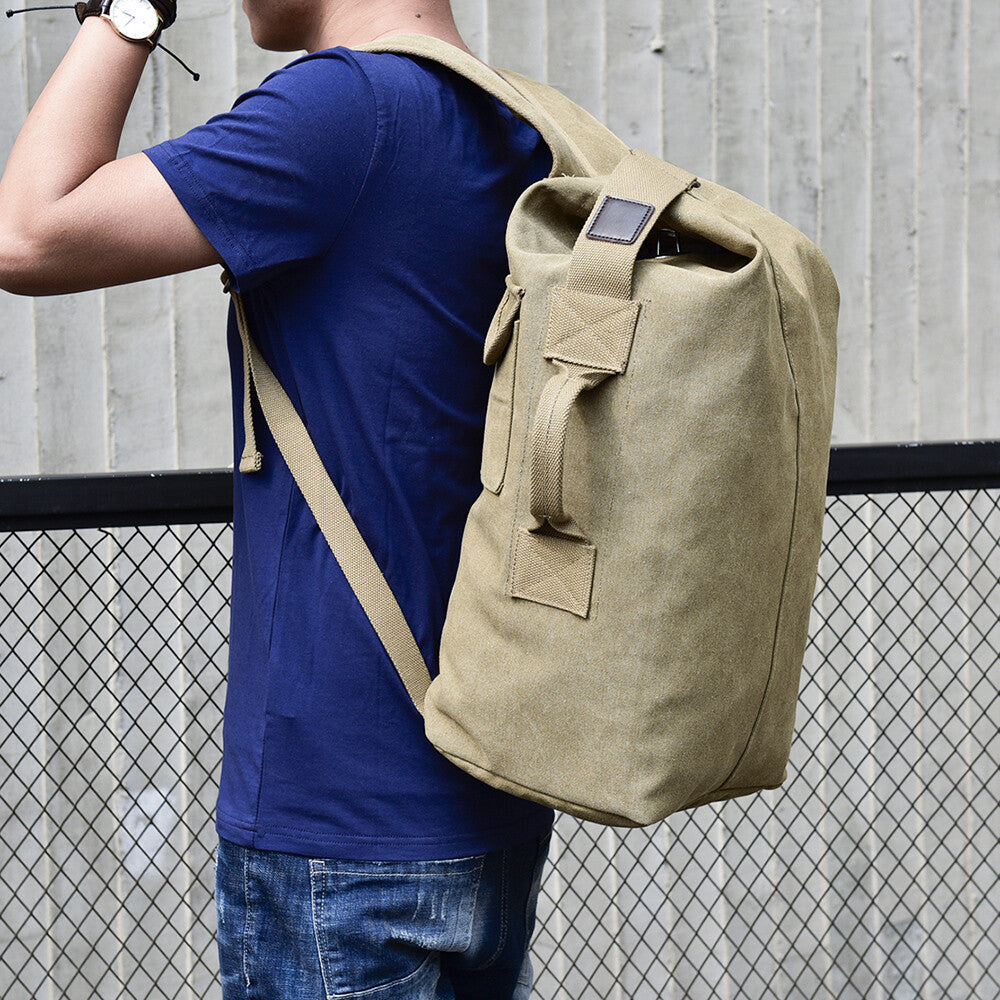 Men'S Outdoor Sports Bag Rucksack Canvas Backpacks School Bag Hiking Travel Back