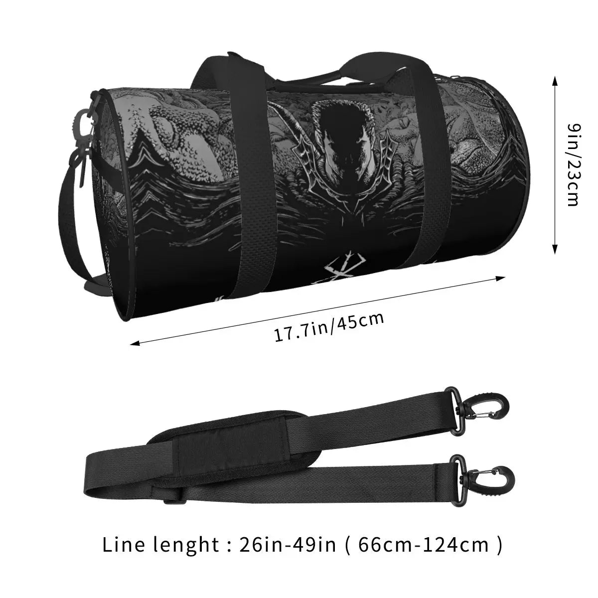 Gym Bag Japanese Anime Bereserk Sports Bag with Shoes Men'S Waterproof Custom Handbag Graphic Swimming Fitness Bag