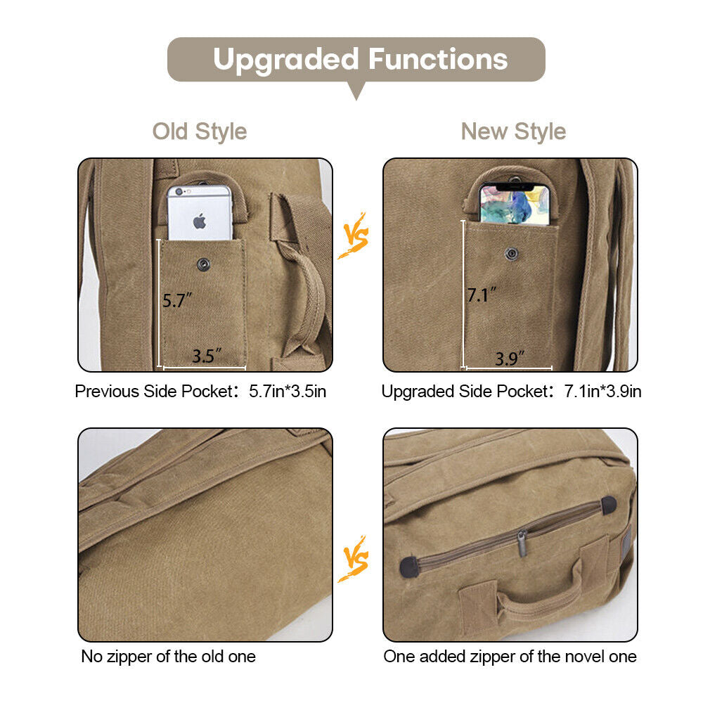 Men'S Outdoor Sports Bag Rucksack Canvas Backpacks School Bag Hiking Travel Back