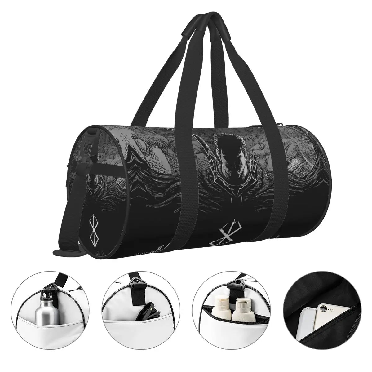 Gym Bag Japanese Anime Bereserk Sports Bag with Shoes Men'S Waterproof Custom Handbag Graphic Swimming Fitness Bag